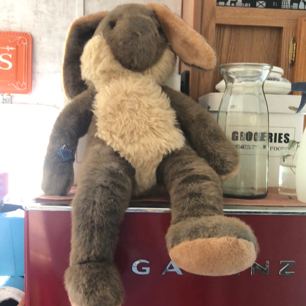 Vintage Plush Brown and Cream Bunny Toy